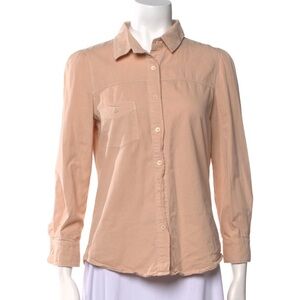 Goop G. Label Three-Quarter Sleeve Button-Up Top - Size 4 - Peach/Tan